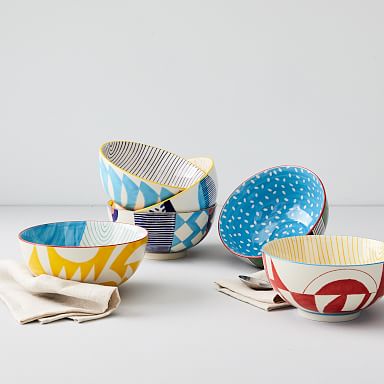 Hand-Painted Pattern Pop Bowls - Large
