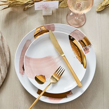 Gilded Brushstrokes Dinner Plate