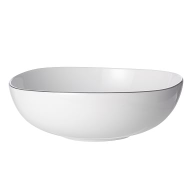 Organic Shaped Porcelain Low Bowls, White (Set of 6)