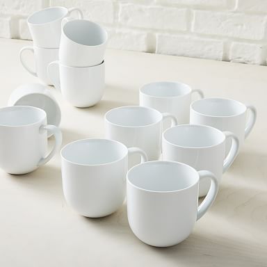 White Porcelain Mugs - Party Set of 12