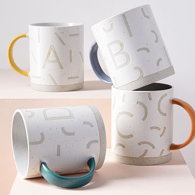 Wax Resist Monogram Mugs