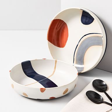 Reactive Stoneware Pasta Bowls (Set of 4)